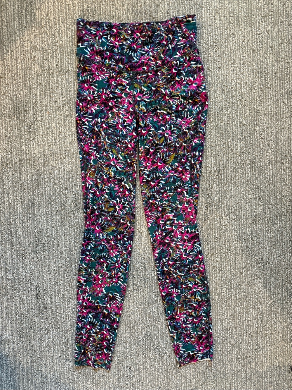 Lululemon Wunder Under High Rise Leggings 6 Floral Print Yoga Running Activewear